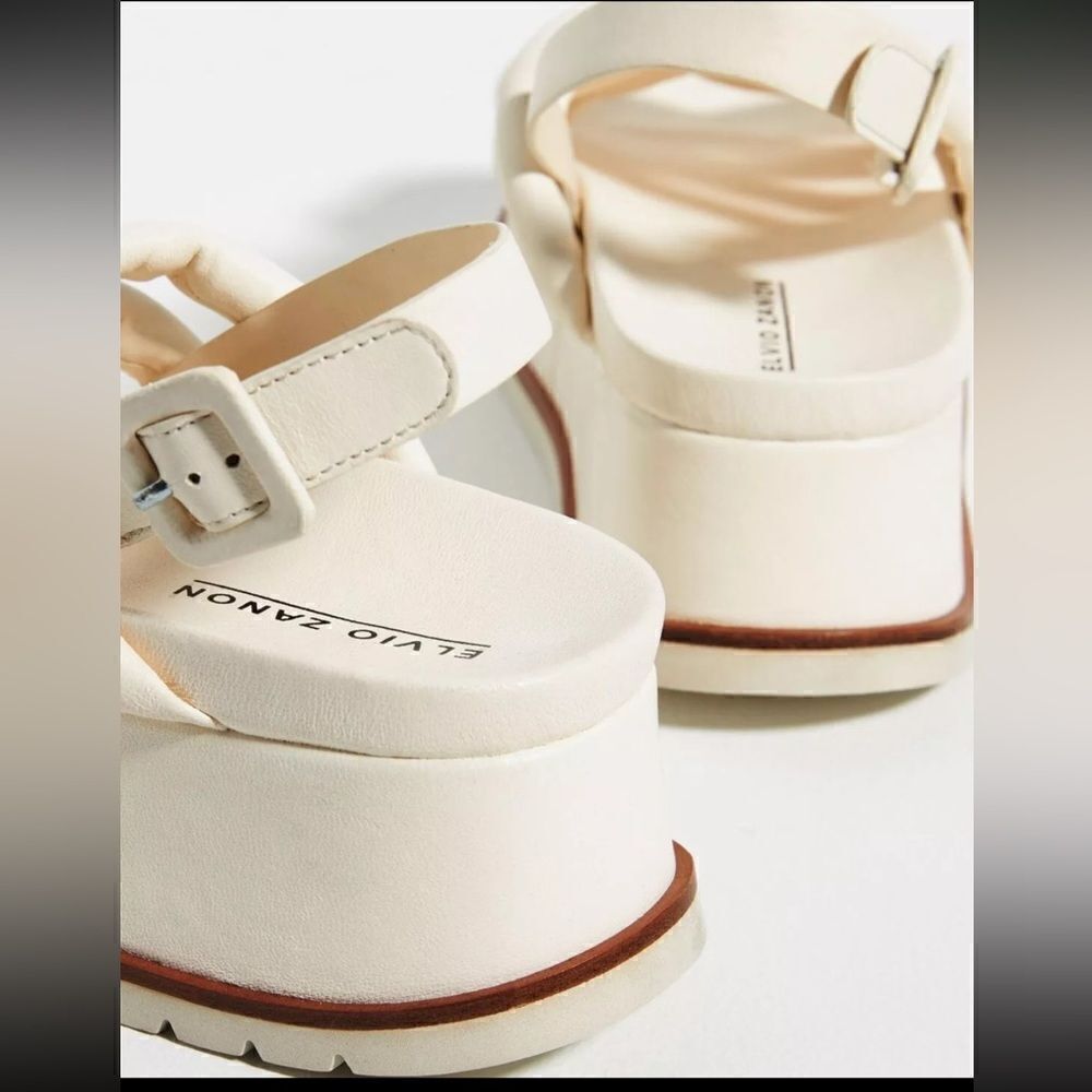 Anthropologie Elvio Zanon Cream Sport Wedges Platform Leather Size 41 US 11 NEW - Picture 4 of 4